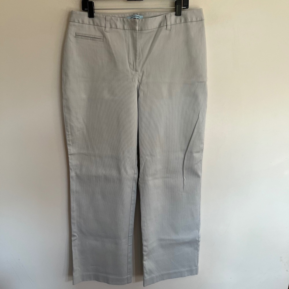 Gene Meyer Womens Gray‎ Fine Wale Corduroy Straight Leg Pants Size 14 Stretch